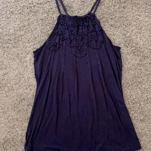Cute bedazzled top navy blue